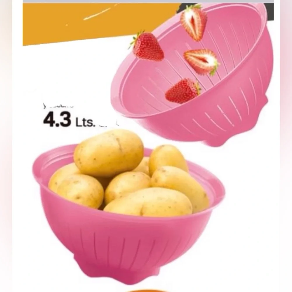 Tupperware Vintage 4.3 qt Colander Pink Color Set of 2